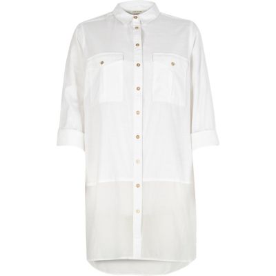 White chambray longline shirt
